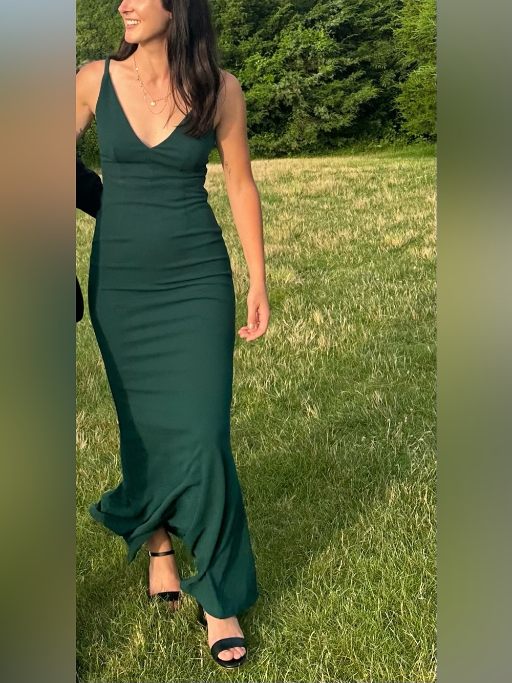 Lulu's Deep Teal V-Neck Maxi Dress